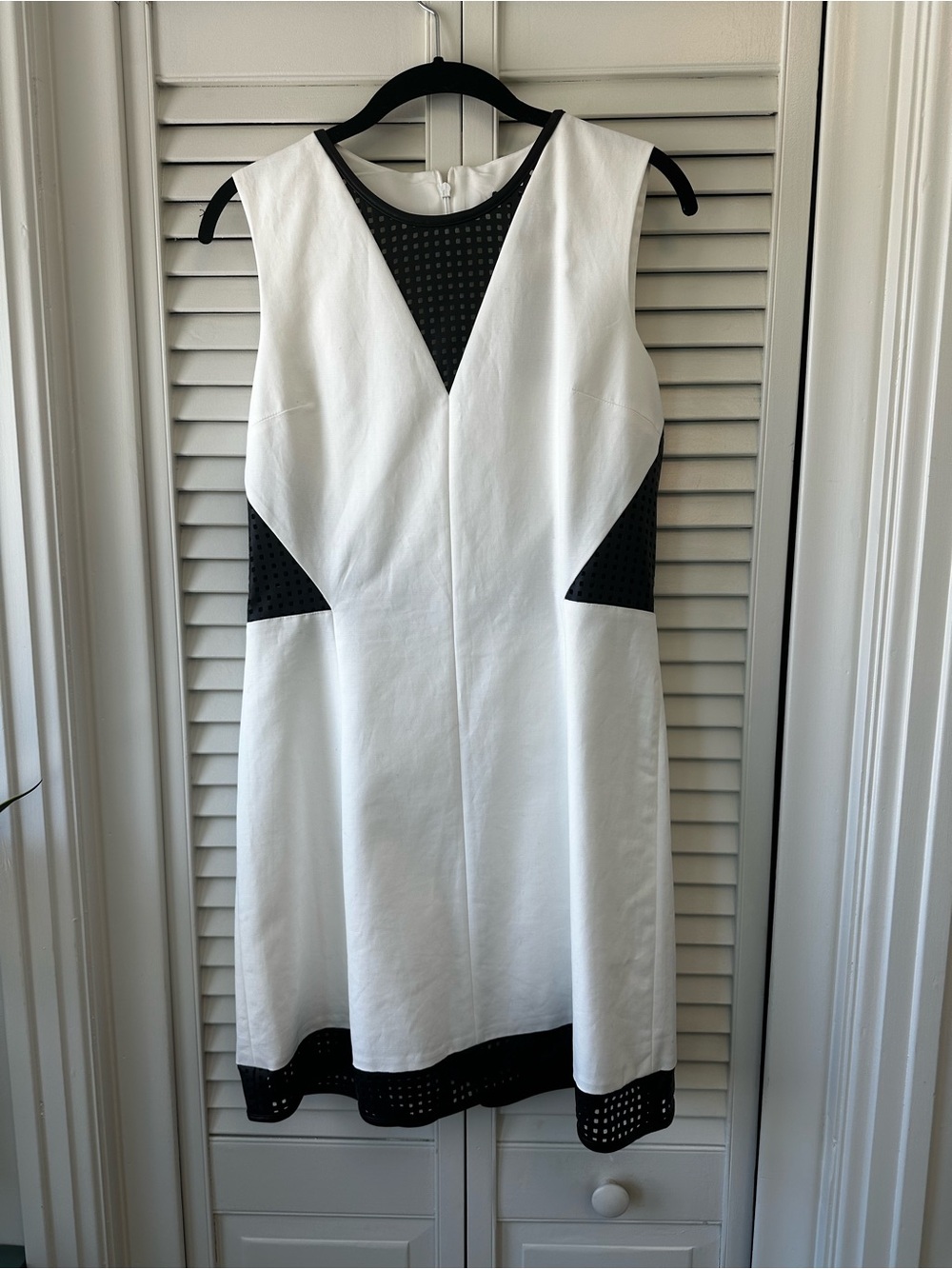 NWT Armani Exchange White Mini Dress with Black Mesh Trim - Picture 2 of 5